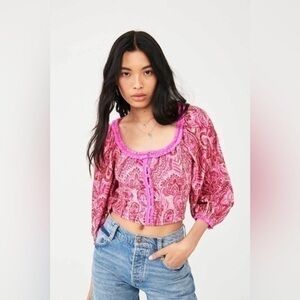 Free People Dare Me Velvet Blouse XS NWT